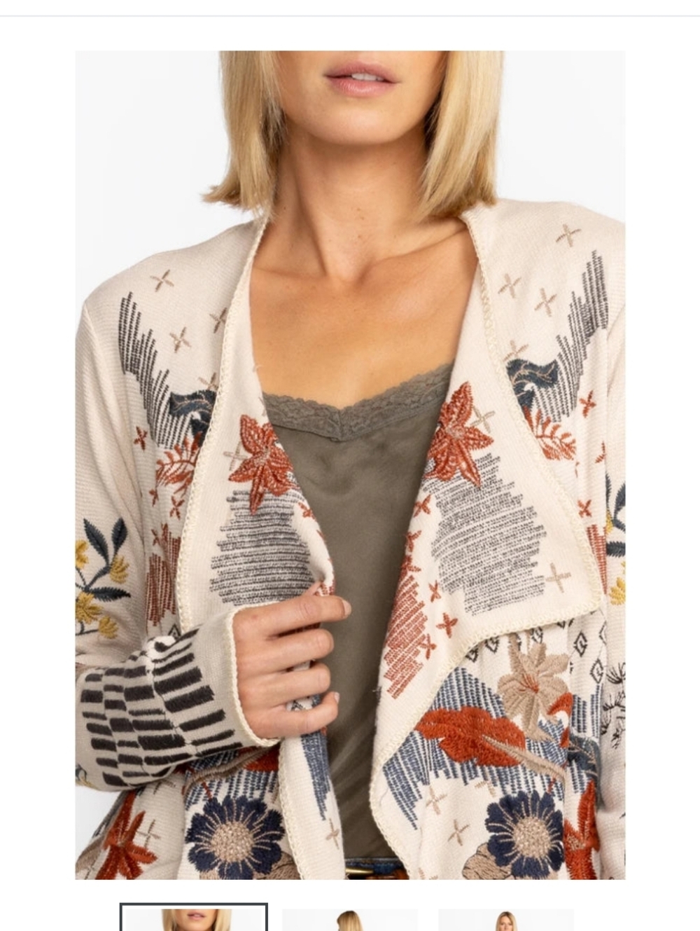 Johnny Was Sarina Wrap Open-Front Knit Cardigan Sweater - Picture 7 of 13